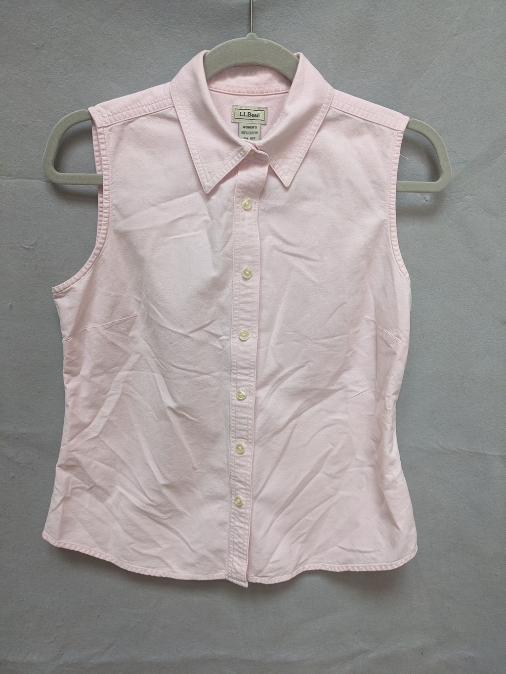 L.L. Bean Sleeveless Button-Down Shirt in Pale Pink